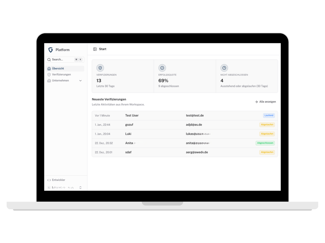 Identitätsprüfung über die OneGuard API